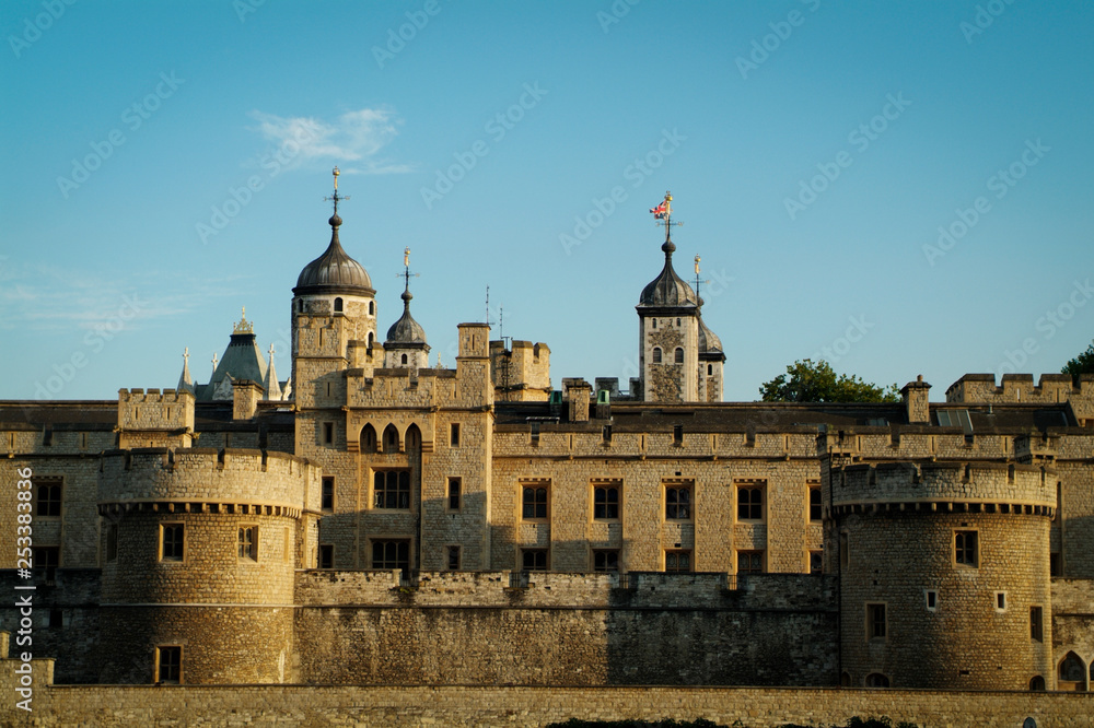 The Tower of London, officially Her Majesty's Royal Palace and Fortress of the Tower of London, is a historic castle located on the north bank of the River Thames in central London, England, UK