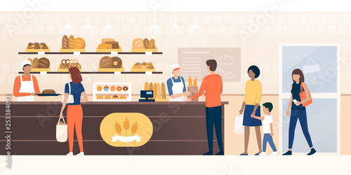 Obraz na płótnie People shopping in the bakery