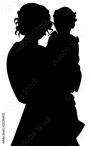 a woman nad her baby, silhouette vector