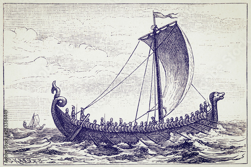 The viking ship - Illustration, Europe, Germany, 1880-1889, 19th Century, 19th Century Style