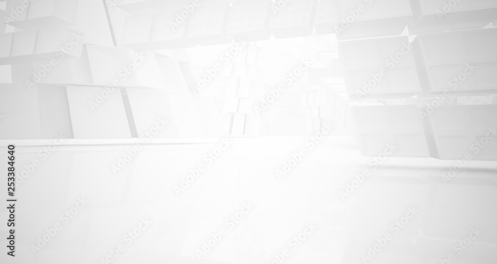 Abstract white parametric interior with window. 3D illustration and rendering. Abstract white parametric interior with window. 3D illustration and rendering.