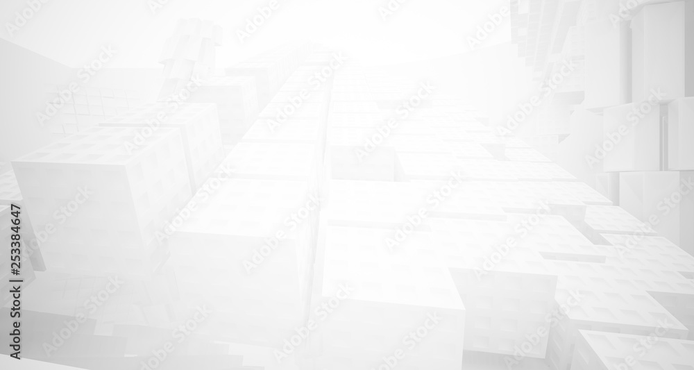 Abstract white parametric interior with window. 3D illustration and rendering. Abstract white parametric interior with window. 3D illustration and rendering.