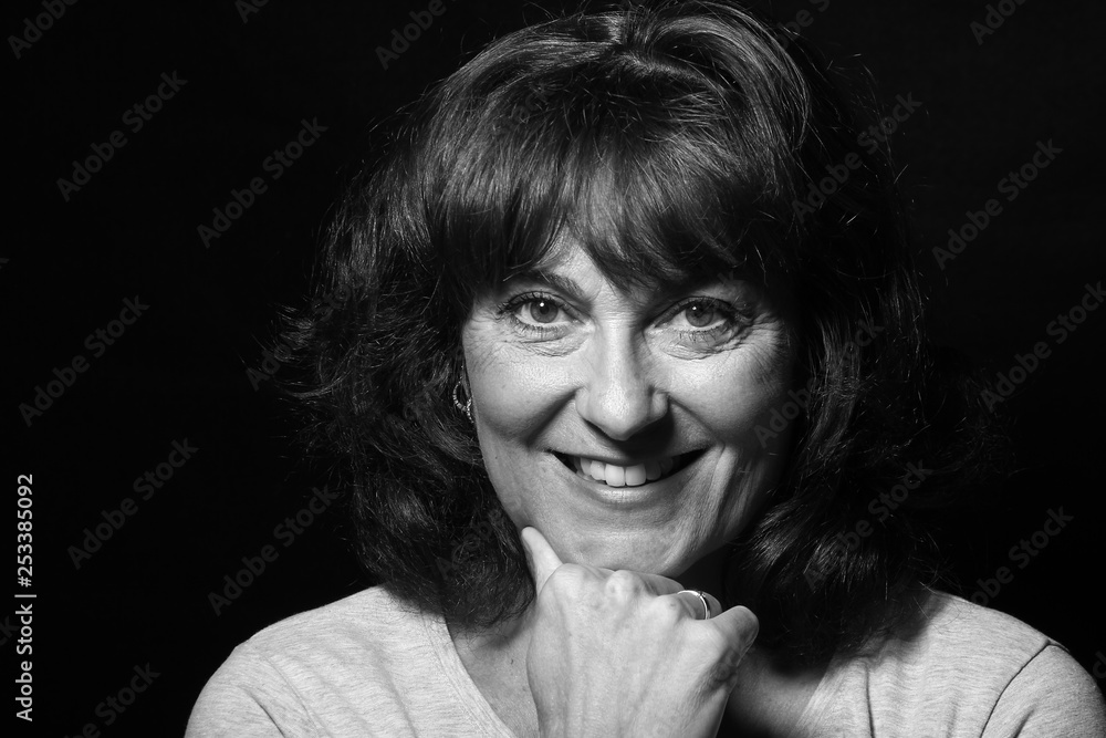 Portrait of a beautiful woman with expression black and white Portrait of a beautiful woman with expression black and white