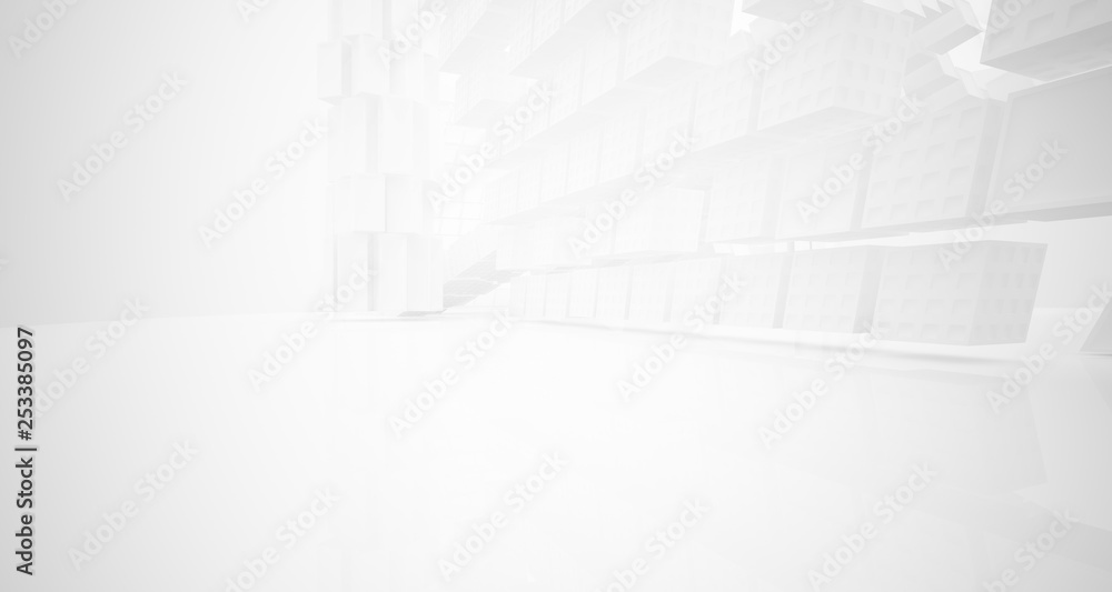 Abstract white parametric interior with window. 3D illustration and rendering. Abstract white parametric interior with window. 3D illustration and rendering.