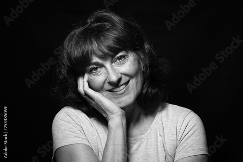 Fototapeta Naklejka Na Ścianę i Meble -  Portrait of a beautiful woman with expression black and white
