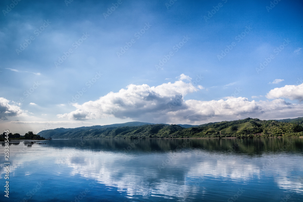Sky reflected in lake. Landscape