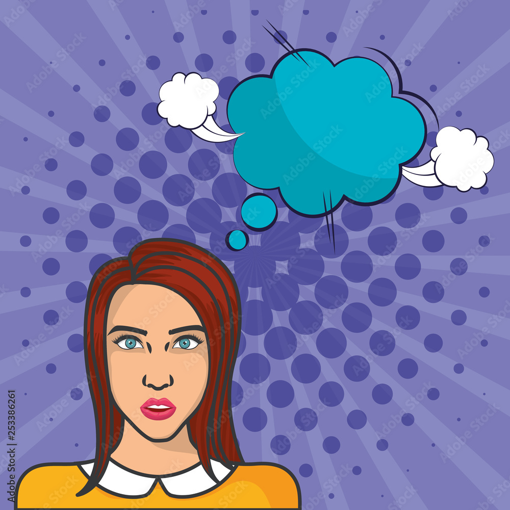 beautiful woman with speech bubble pop art style beautiful woman with speech bubble pop art style