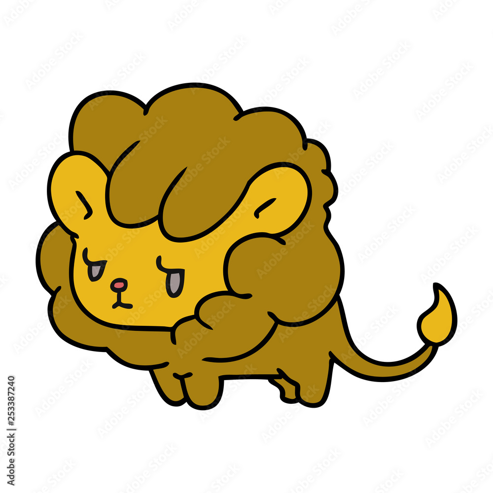 cartoon kawaii cute lion cub