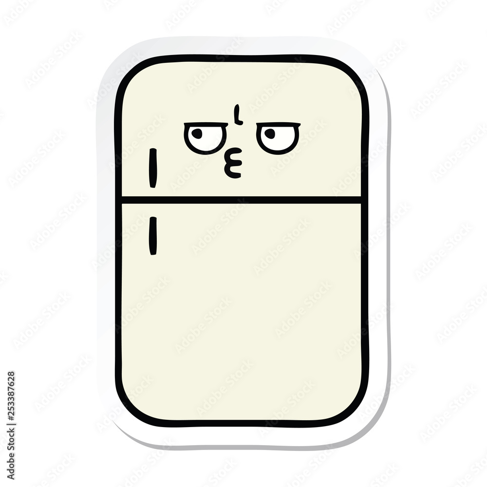 sticker of a cute cartoon fridge freezer sticker of a cute cartoon fridge freezer