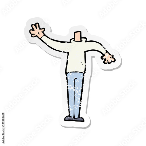 retro distressed sticker of a cartoon male gesturing body