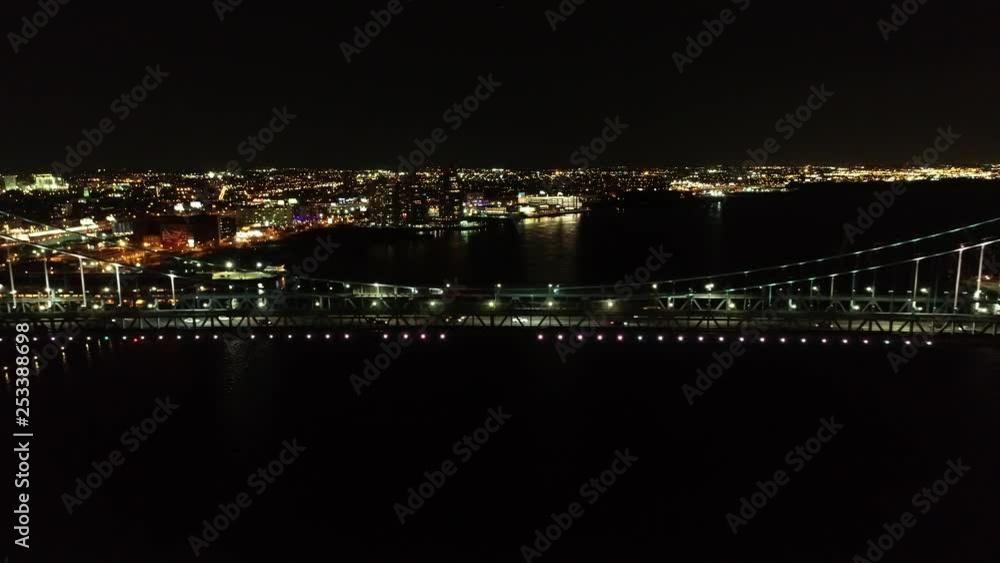 Aerial Video of Ben Franklin Bridge Philadelphia at Night Aerial Video of Ben Franklin Bridge Philadelphia at Night