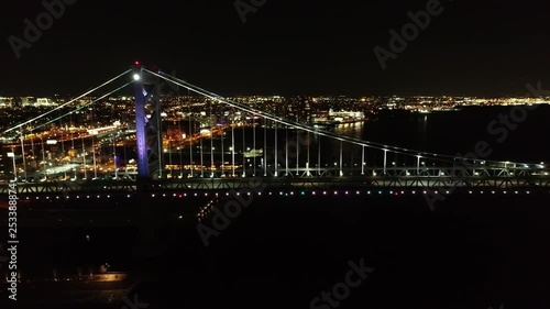 Aerial Video of  Ben Franklin Bridge Philadelphia at Night photo