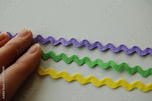 pastel ric rac trim on white background