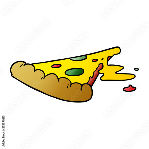 gradient cartoon doodle of a slice of pizza