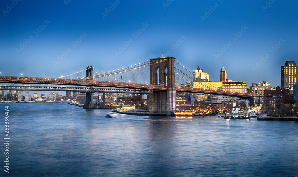 Bridges of New York City at night.