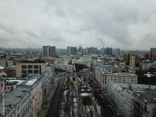 Canvas Print Panorama sity copter moscow