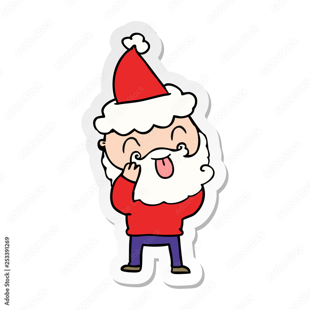 man with beard sticking out tongue wearing santa hat man with beard sticking out tongue wearing santa hat