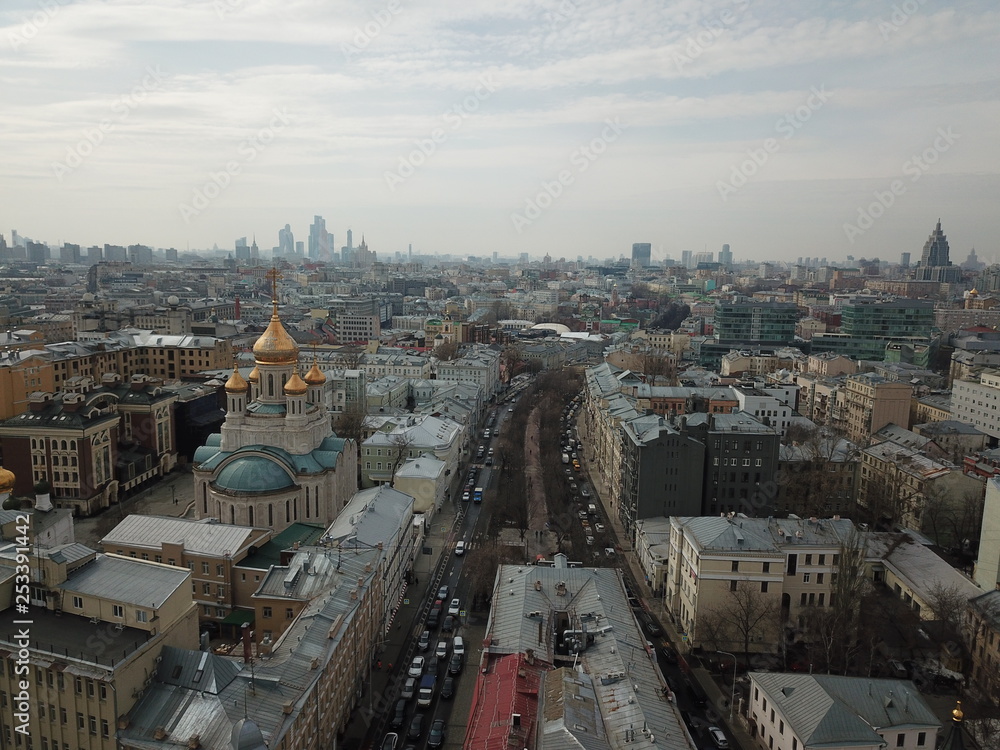 Fototapeta premium Sity panorama sky view moscow