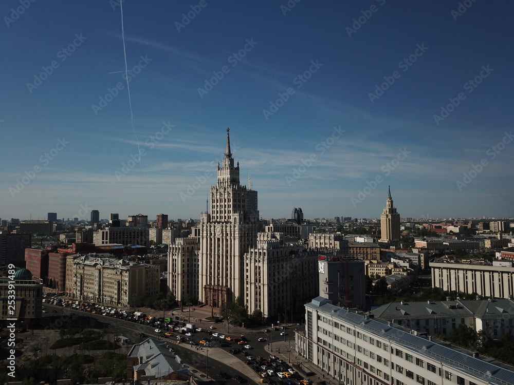Sity panorama sky view moscow