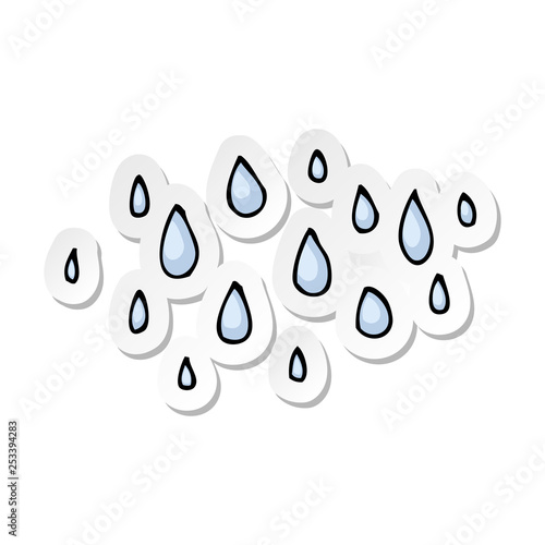 sticker of a cartoon raindrops