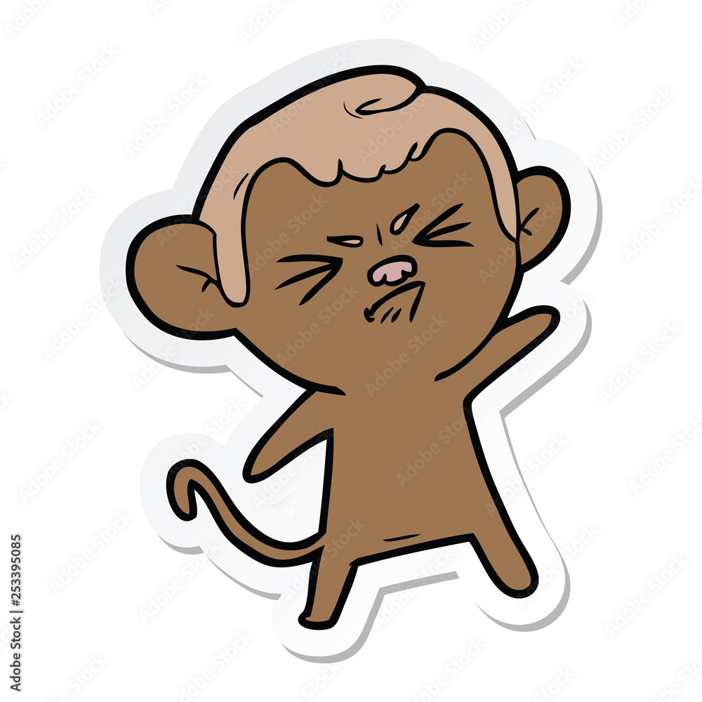 sticker of a cartoon annoyed monkey sticker of a cartoon annoyed monkey