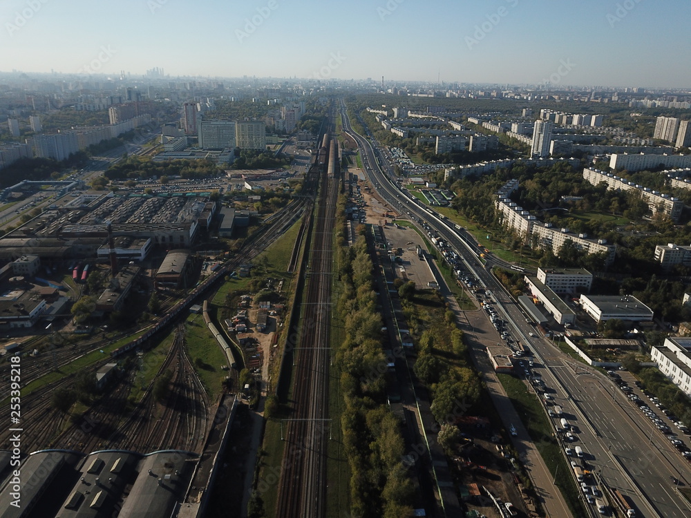 Panorama copter moscow sky