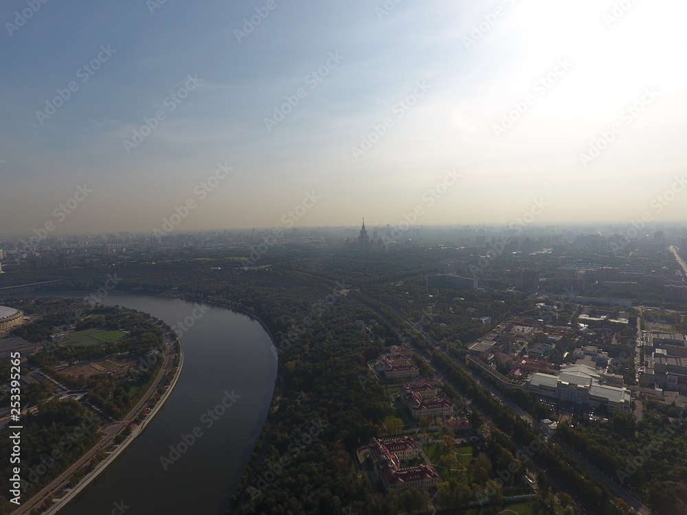 Panorama copter moscow sky