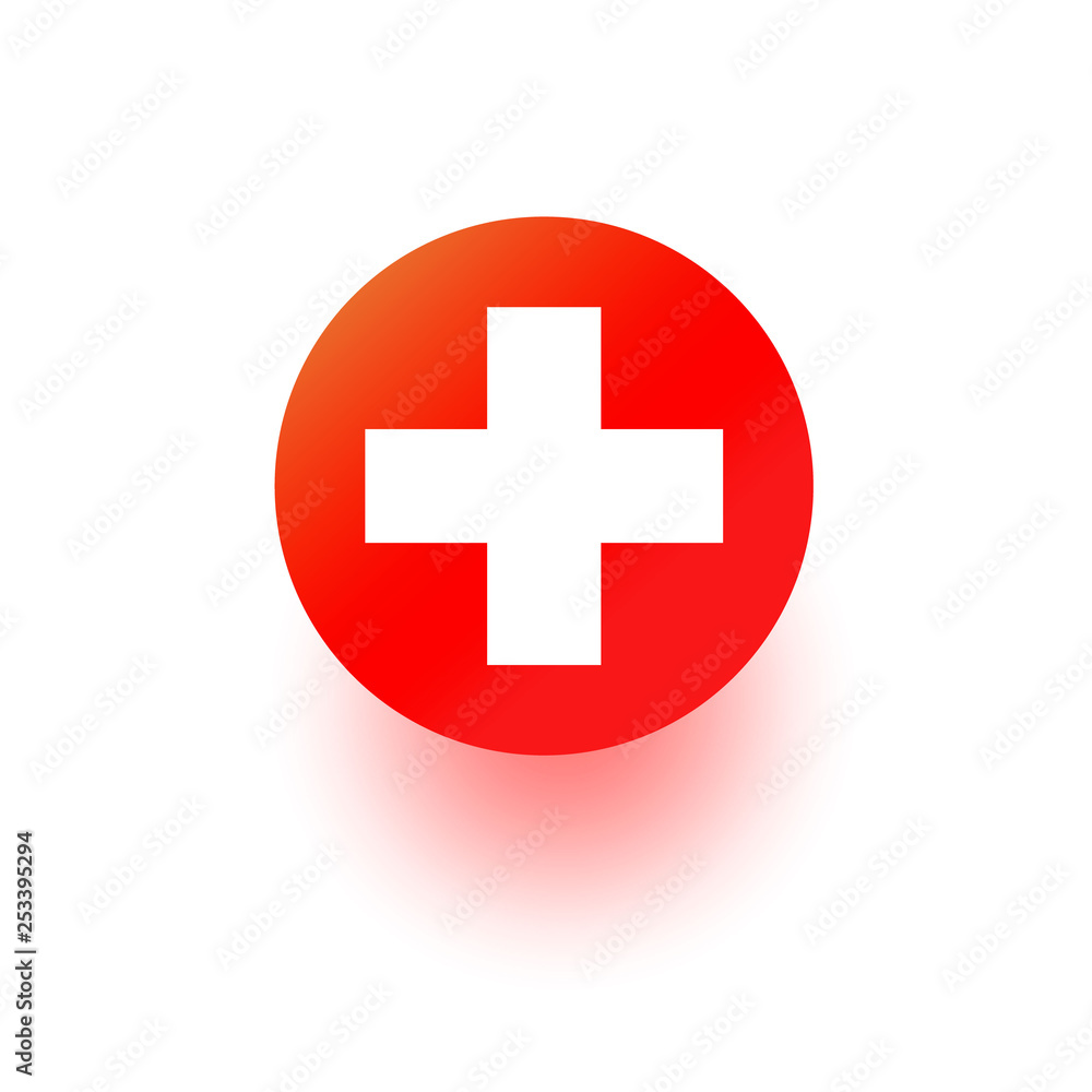 Red Cross vector icon, hospital sign. Medical health first aid symbol