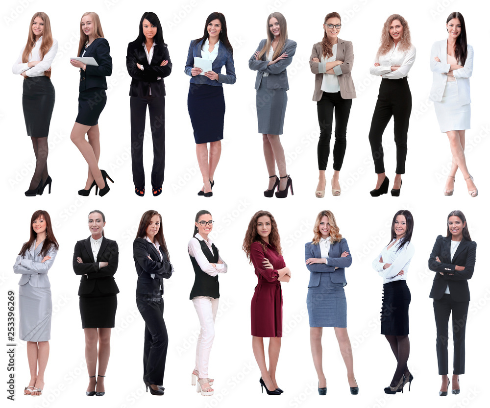 Obraz premium in full growth.collage of a group of successful young business women.