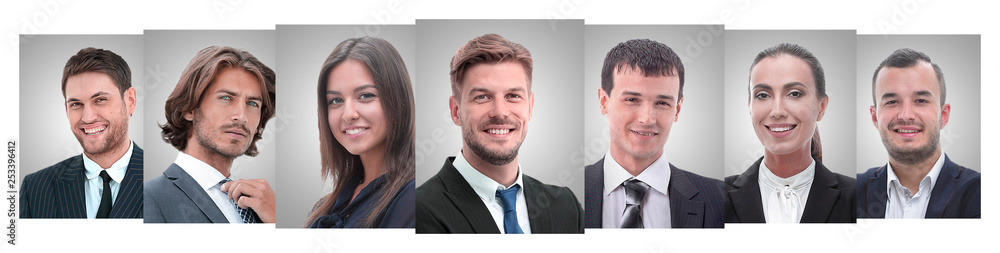 panoramic collage of portraits of young entrepreneurs. panoramic collage of portraits of young entrepreneurs.