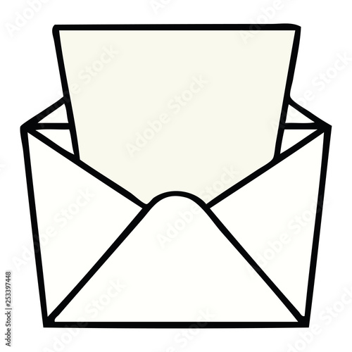 quirky hand drawn cartoon letter and envelope