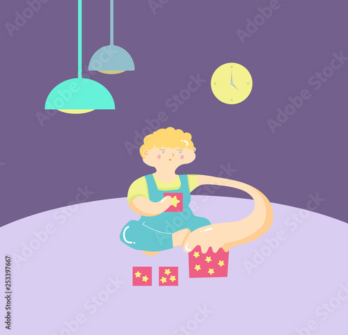 Autism. Early signs of autism syndrome in children. Vector emblem.  Children autism spectrum disorder ASD icon. Signs and symptoms of autism in a child.