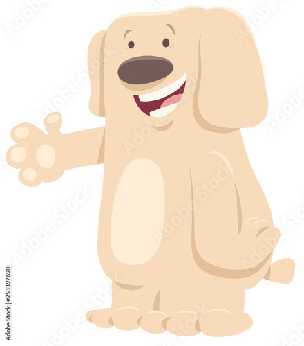 funny white dog cartoon animal character