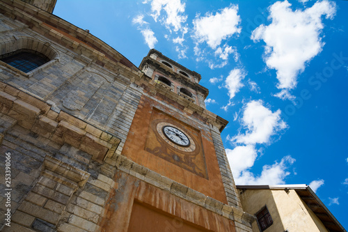 Building architecture of the Collegiate Church of Notre-Dame and Saint-Nicolas in Old Town of Briancon, Province, France photo