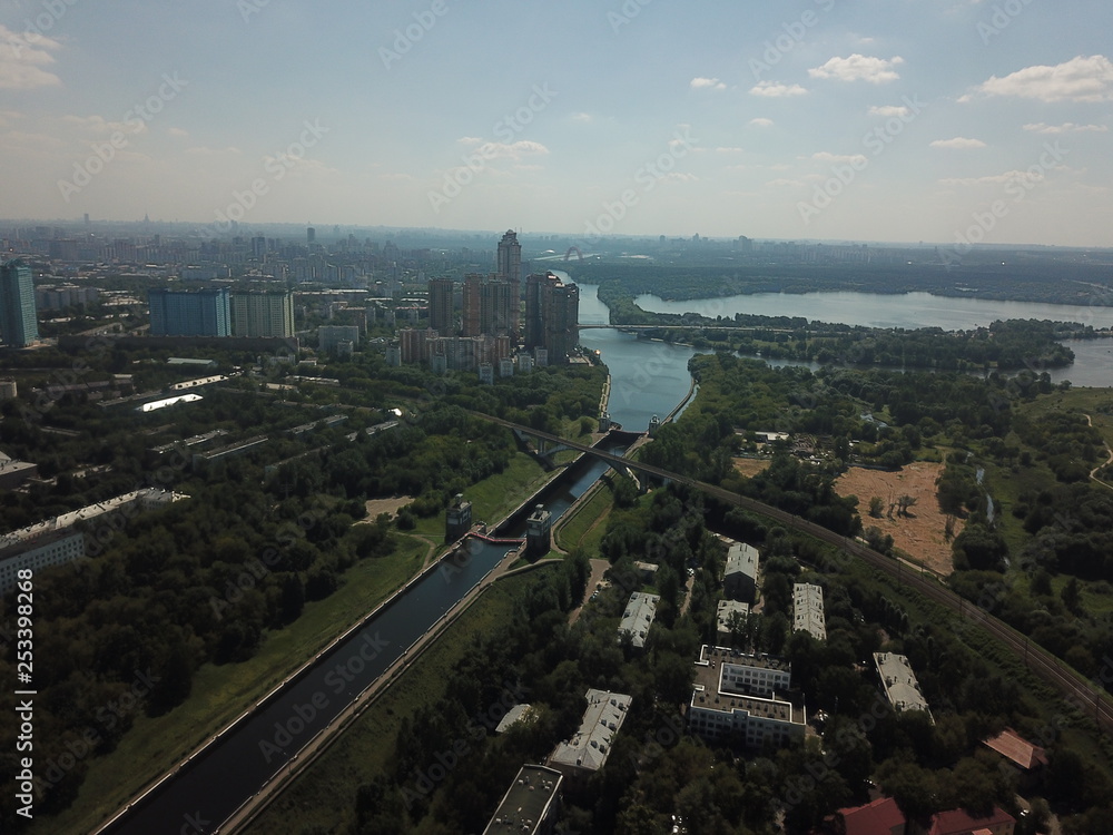 Obraz premium Panorama moscow sky copter