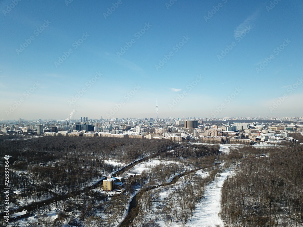 Moscow copter sky panorama