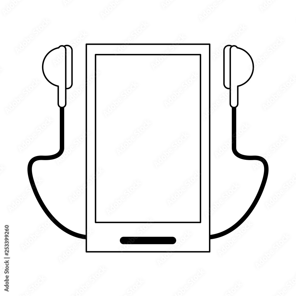Fototapeta premium Music and smartphone black and white