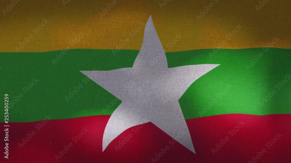 The Myanmar (Burma) national waving flag. The Myanmar (Burma) national waving flag.