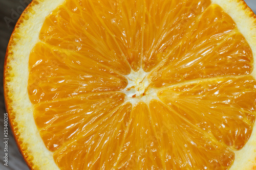 Orange in a cut close-up