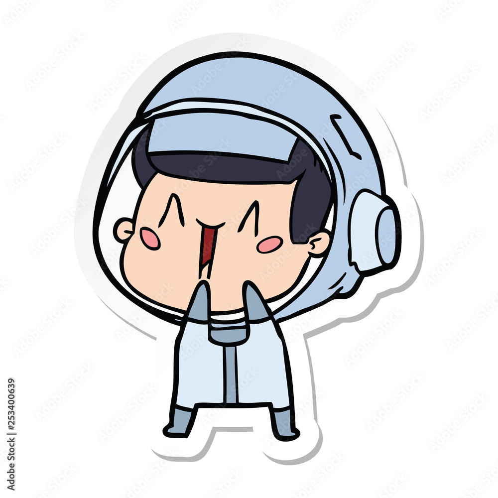 sticker of a happy cartoon astronaut sticker of a happy cartoon astronaut