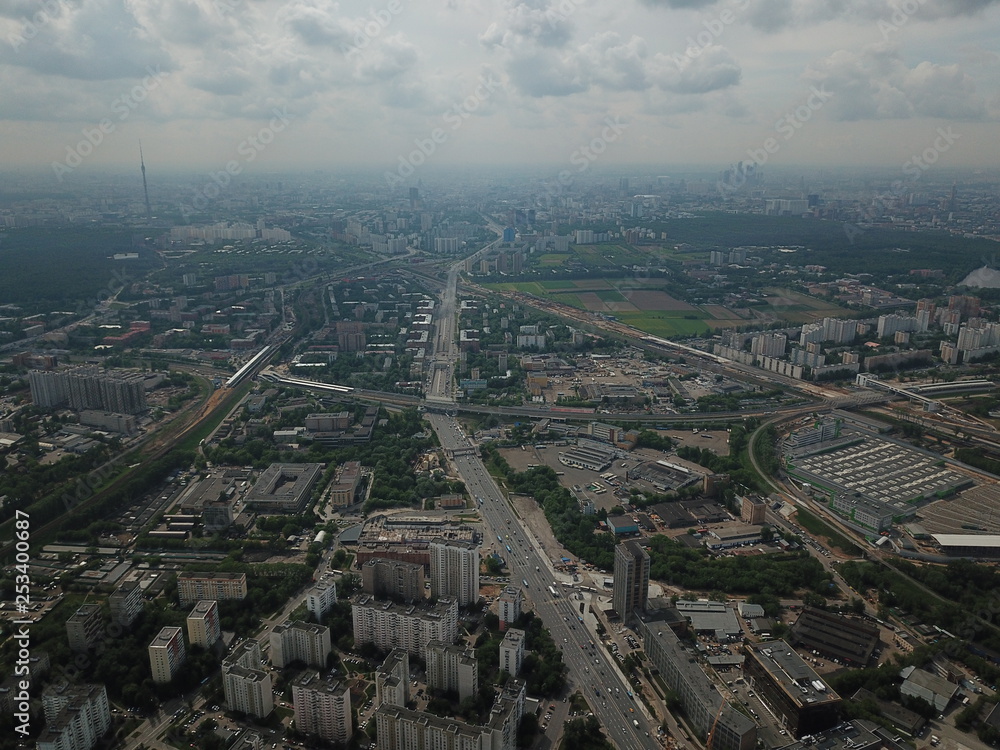 Moscow sity view copter panorama