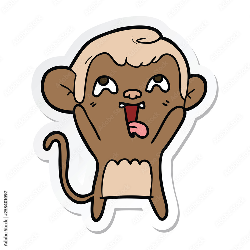 sticker of a crazy cartoon monkey sticker of a crazy cartoon monkey