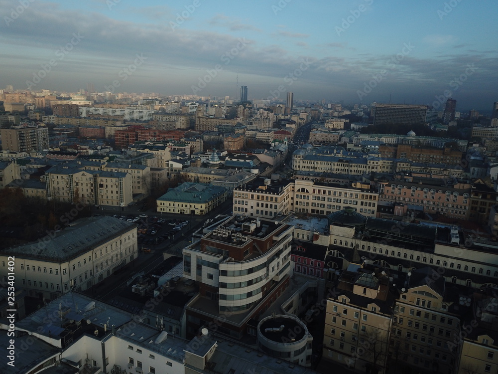 Moscow copter sky view