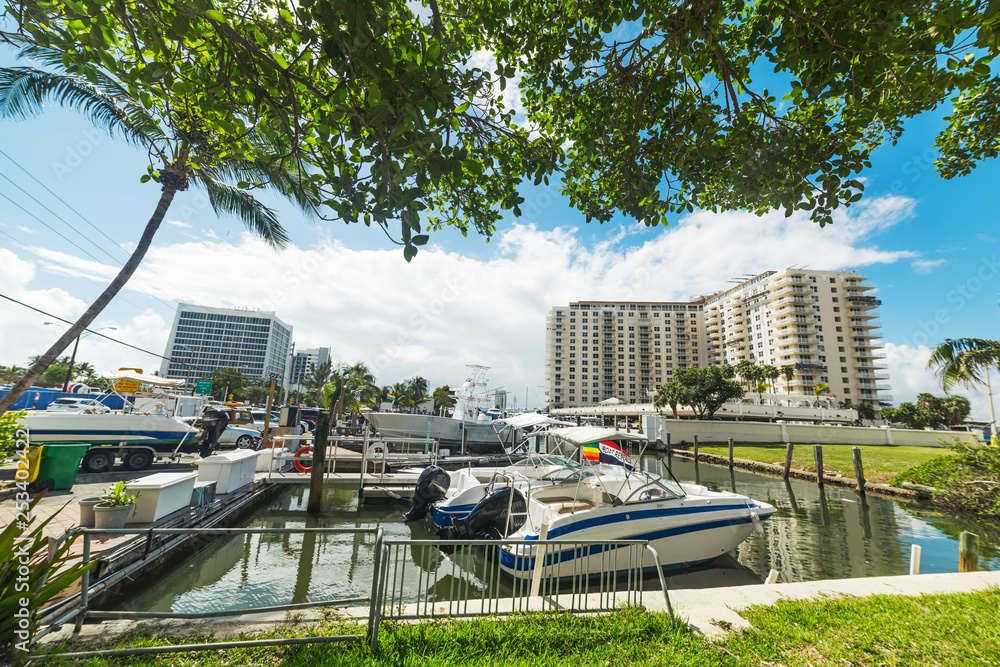 Boats in Fort Lauderdale harbor on a sunny day Boats in Fort Lauderdale harbor on a sunny day