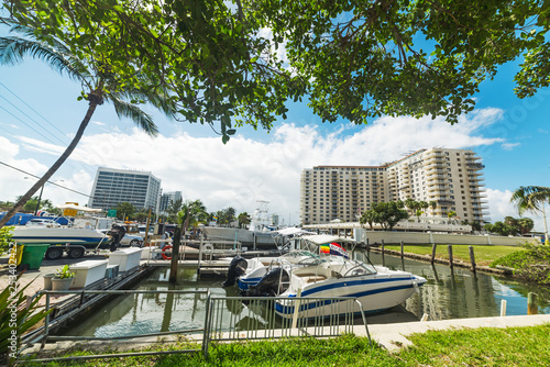 Boats in Fort Lauderdale harbor on a sunny day