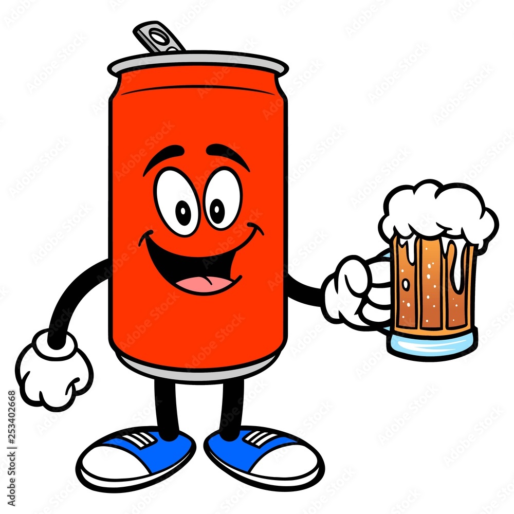 Soda Can Mascot with a Beer - A vector cartoon illustration of a Soda can  mascot with a Beer. Stock Vector | Adobe Stock