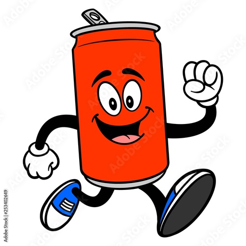 Soda Can Mascot Running - A vector cartoon illustration of a Soda can mascot running.