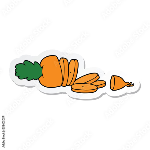 sticker of a cartoon carrot chopped
