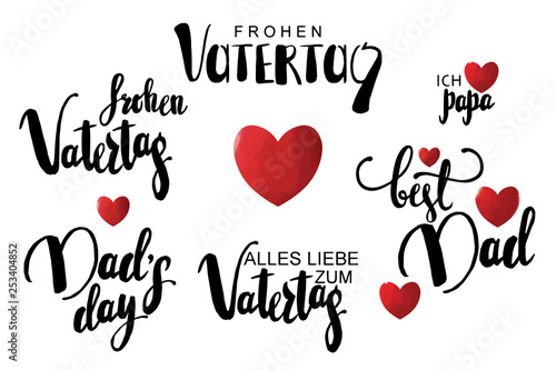 Happy father's day lettering in german, calligraphy text