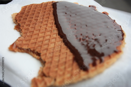 Stroopwafel, a typical Dutch dessert. similar to a biscuit with cinnamon photo